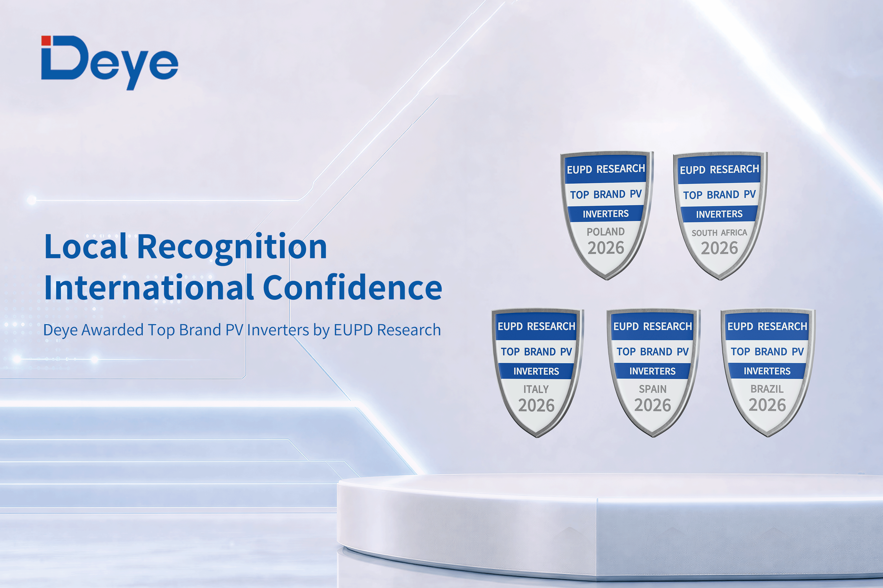 Deye Awarded EUPD Top Brand PV 2026 for Inverters and Storage Across Key Global Markets